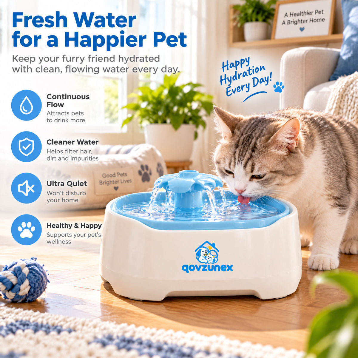 qovzunex Flower Pet Water Fountain — product features