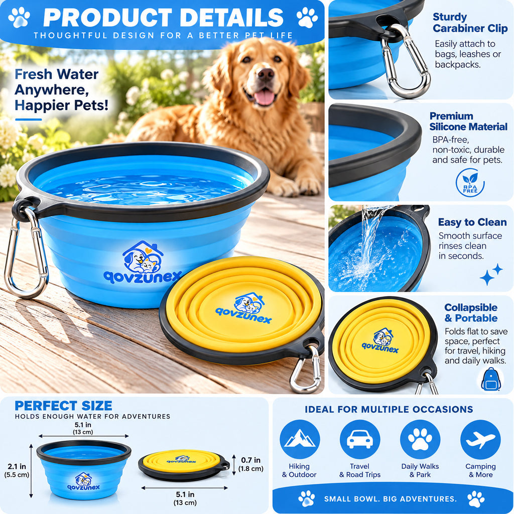 qovzunex Collapsible Pet Travel Bowl — design details