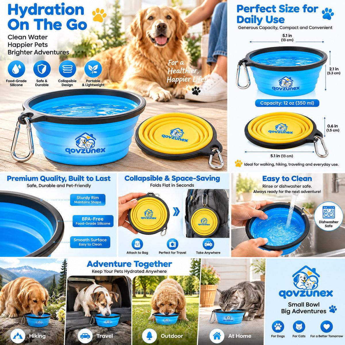 qovzunex Collapsible Pet Travel Bowl — use and care