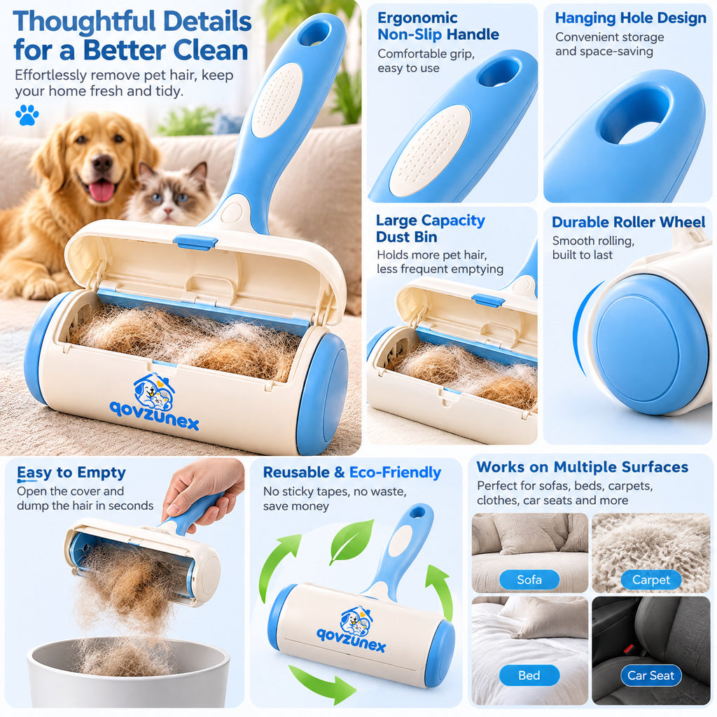 qovzunex Reusable Pet Hair Remover Roller — design details