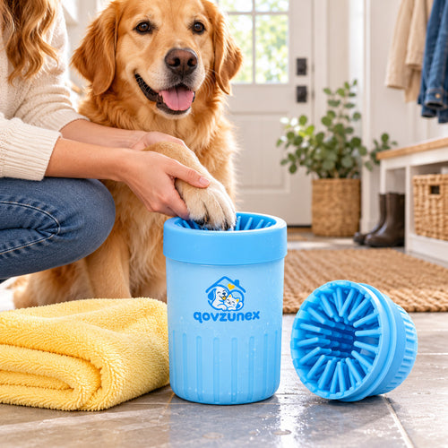 qovzunex Dog Paw Cleaning Cup — pet and home setting