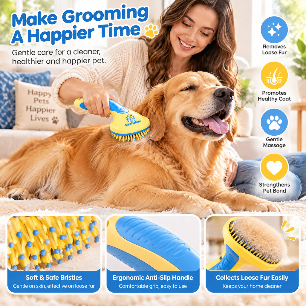 qovzunex Comfort-Grip Dog Grooming Brush — product features