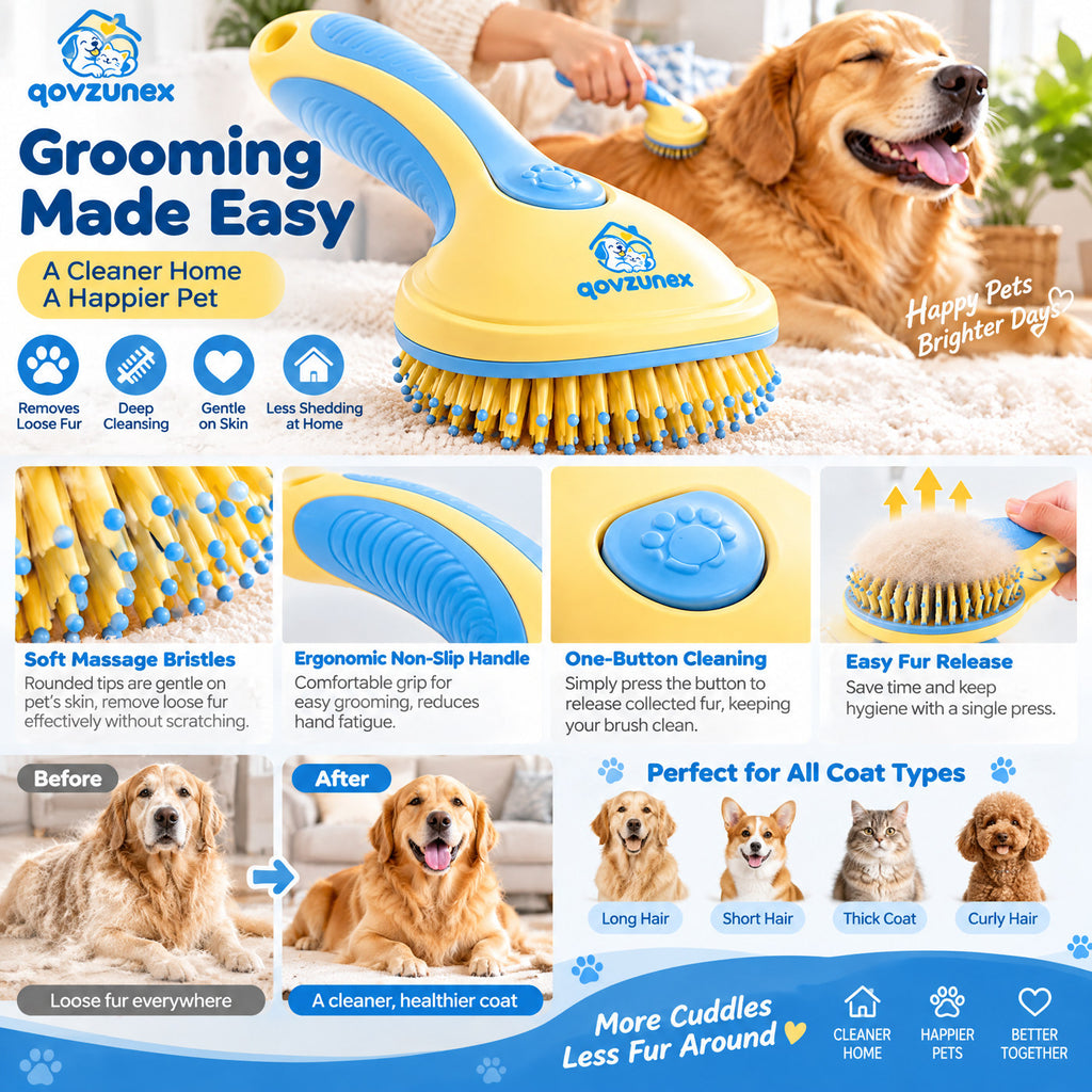 qovzunex Comfort-Grip Dog Grooming Brush — use and care