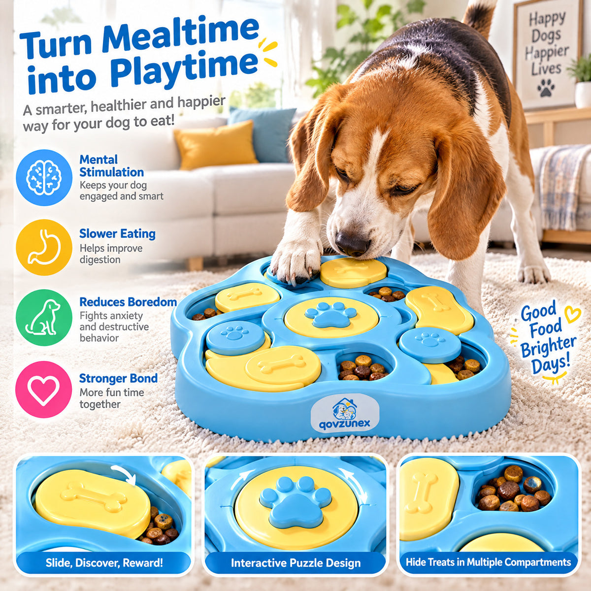 qovzunex Interactive Dog Treat Puzzle — product features