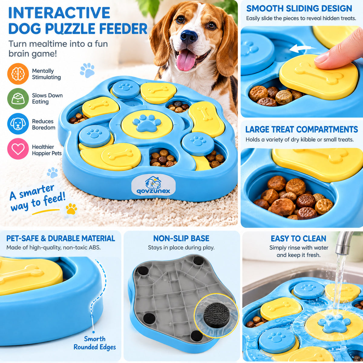 qovzunex Interactive Dog Treat Puzzle — design details