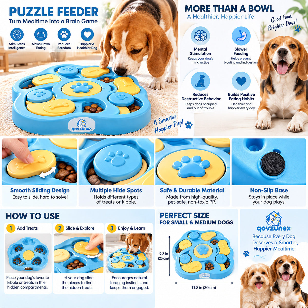 qovzunex Interactive Dog Treat Puzzle — use and care