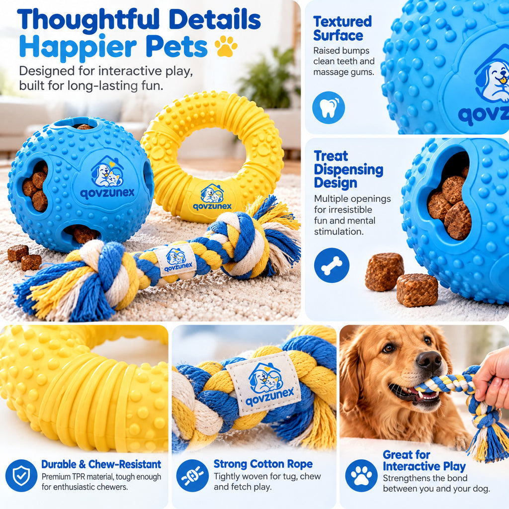 qovzunex 3-Piece Dog Toy Set — design details